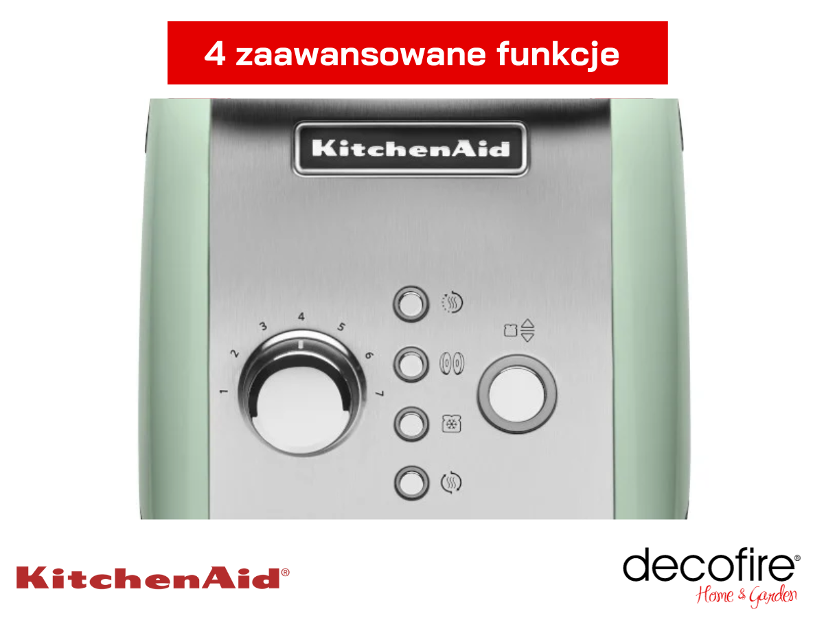 Cztery zaawansowane funkcje tostera 2 Pistachio KitchenAid