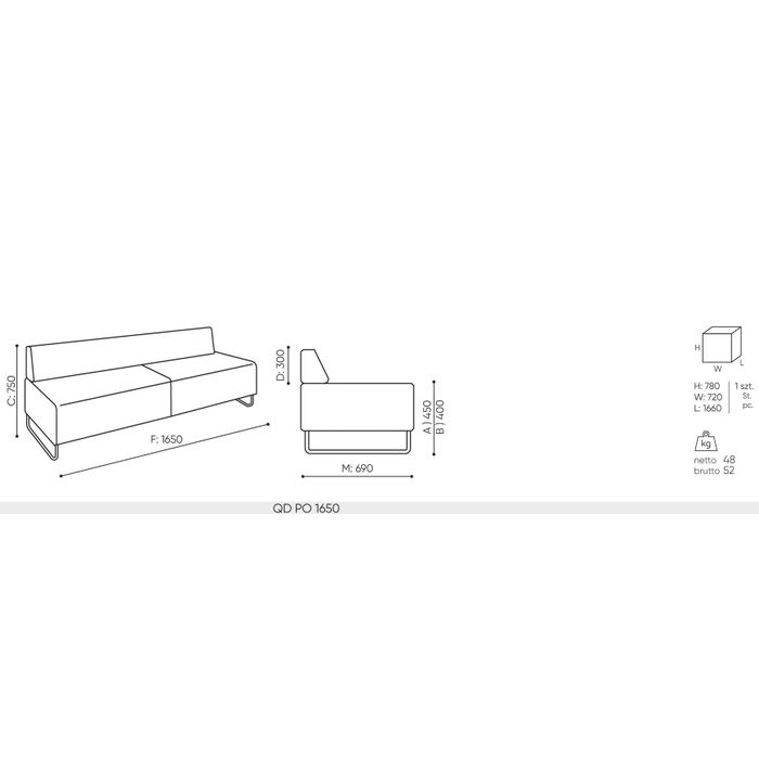 Sofa QUADRA QD PO1650 Bejot