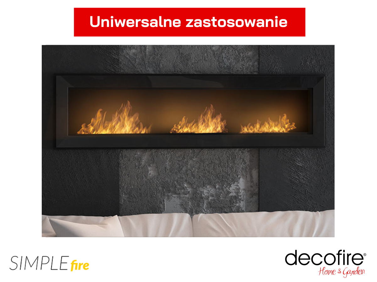 Uniwerslany biokominek Simple Fire FRAME 1800 na ścianie