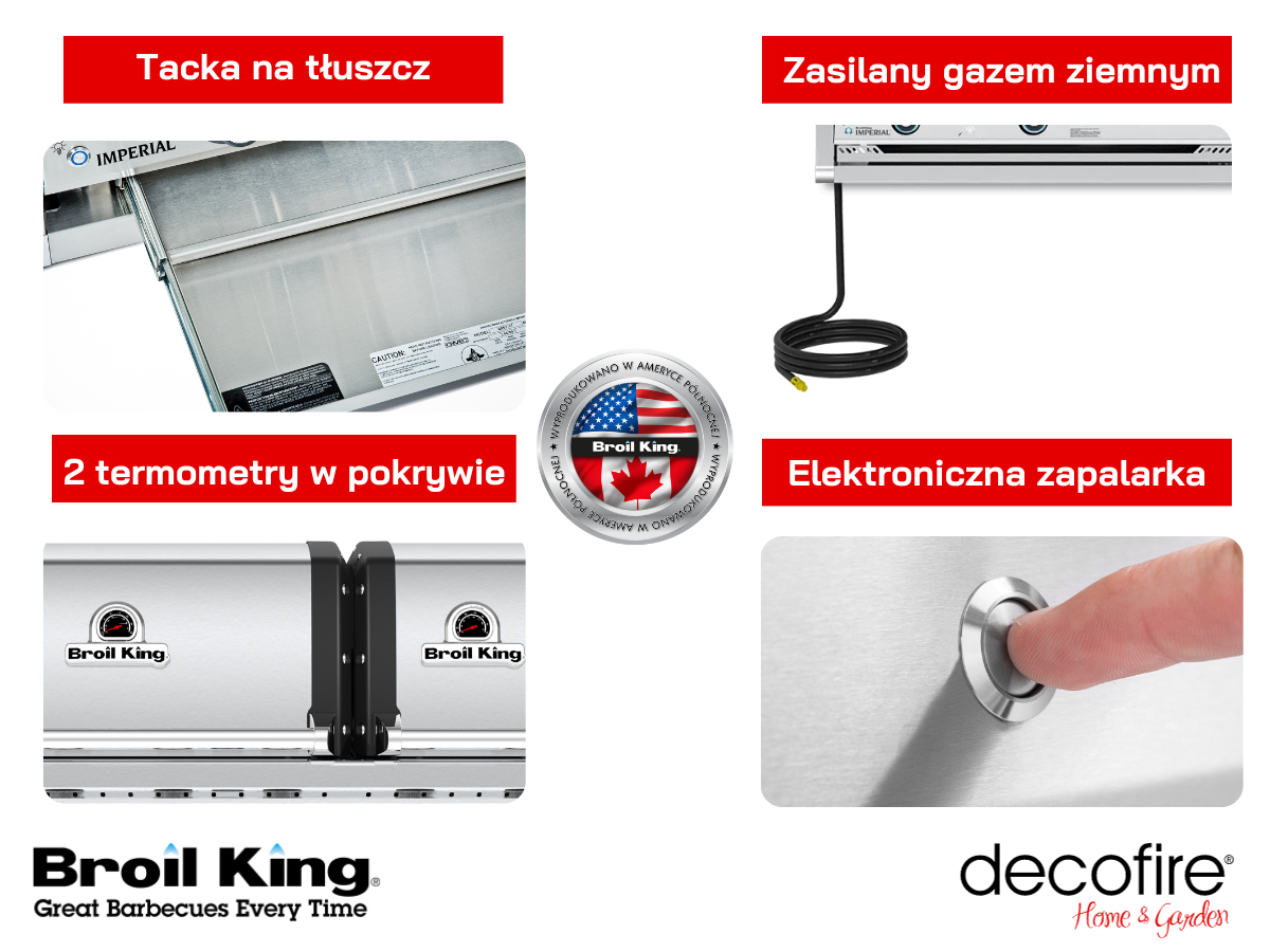 Grill gazowy do zabudowy Broil King Imperial S 690 na gaz ziemny dodatkowe funkcje