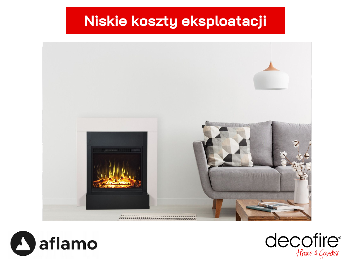 Ekonomiczny kominek elektryczny Aflamo Simple LED 2D z technologią LED