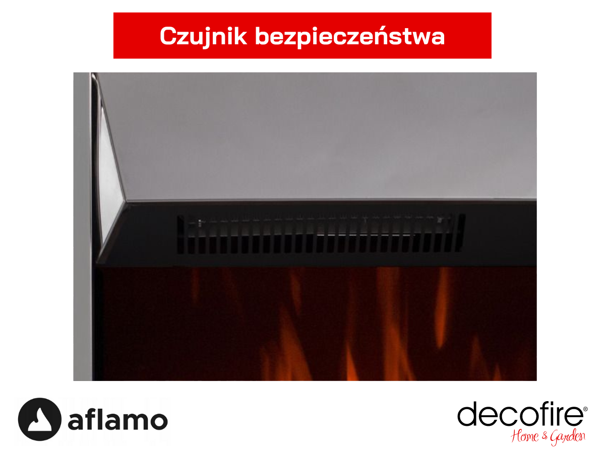Czujnik bezpieczeństwa w kominku elektrycznym Aflamo Dexter