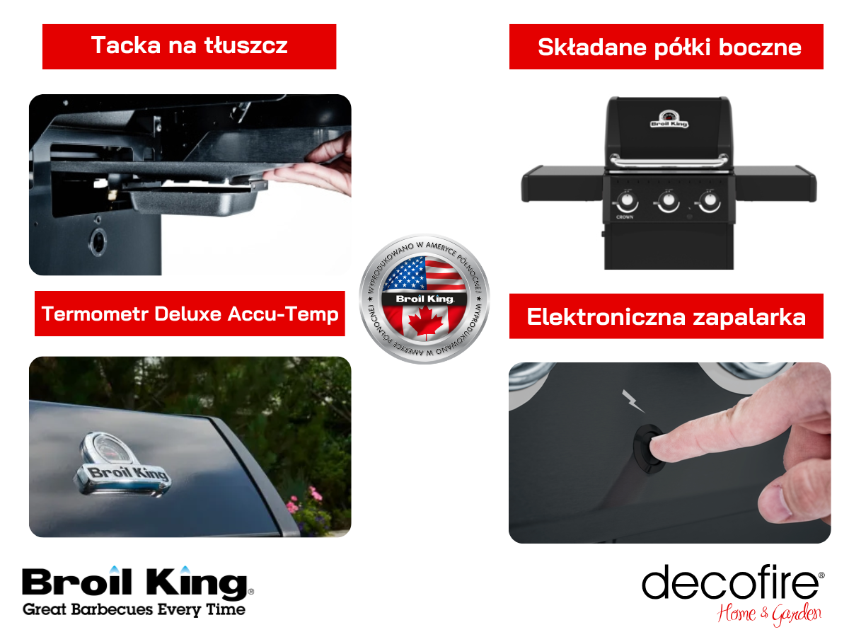 Dodatkowe cechy grilla gazowego Broil King Crown 310 Shadow
