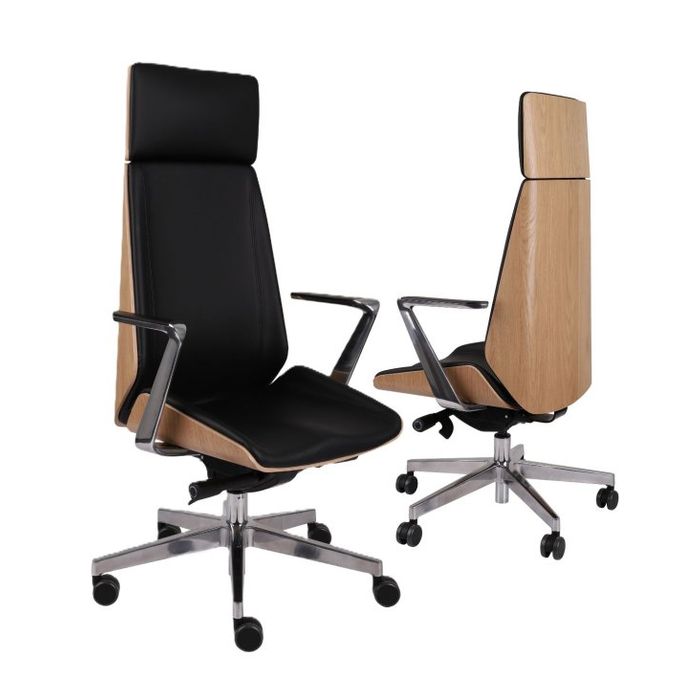 Grospol Fotel biurowy Moon Wood HD AL1 chrome tkanina Strong - 8 kolorów