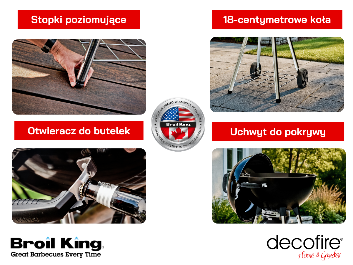 Udogodnienia w grillu węglowym Crown Kettle 57 cm z pierścieniem Broil King