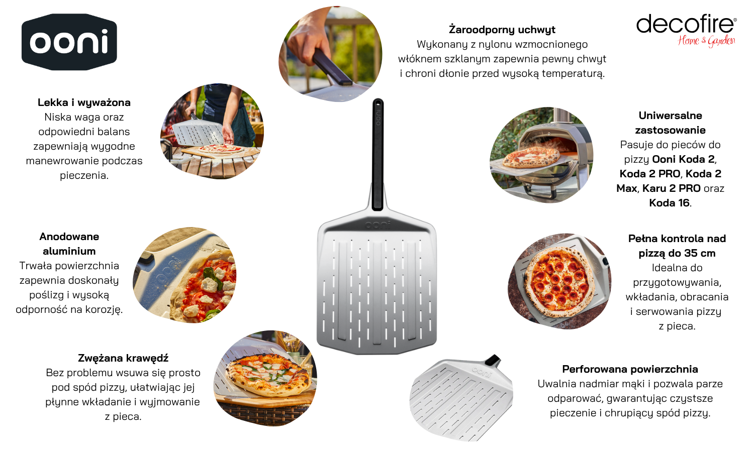 Łopata szufla perforowana do pizzy 35 cm Ooni cechy