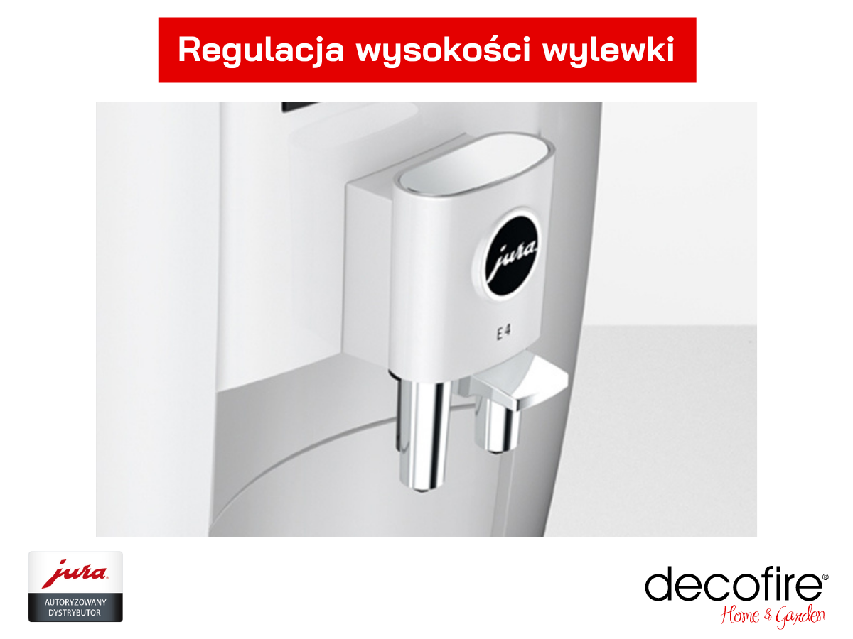 Ekspres Jura E4 Piano White z regulowaną wylewką