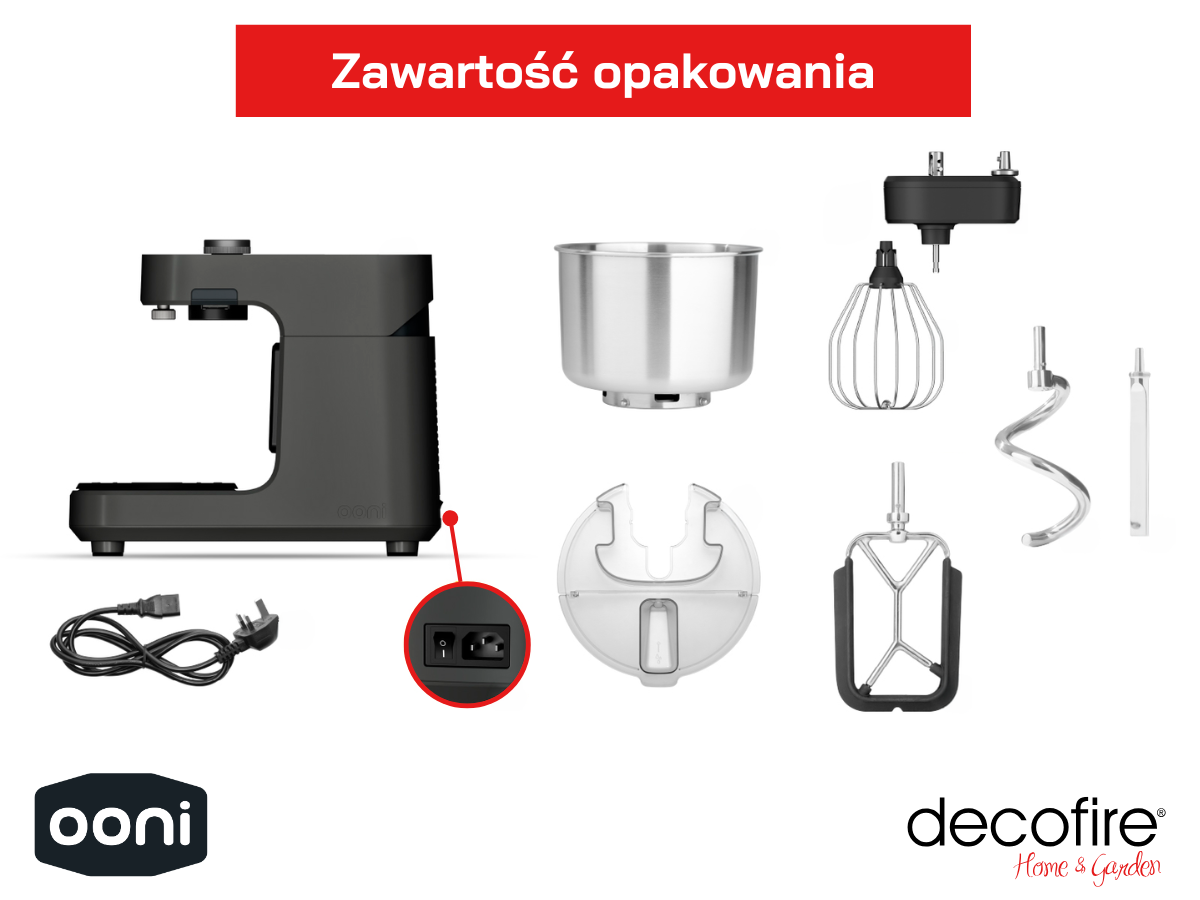 Ooni mikser spiralny Halo Pro – zawartość zestawu