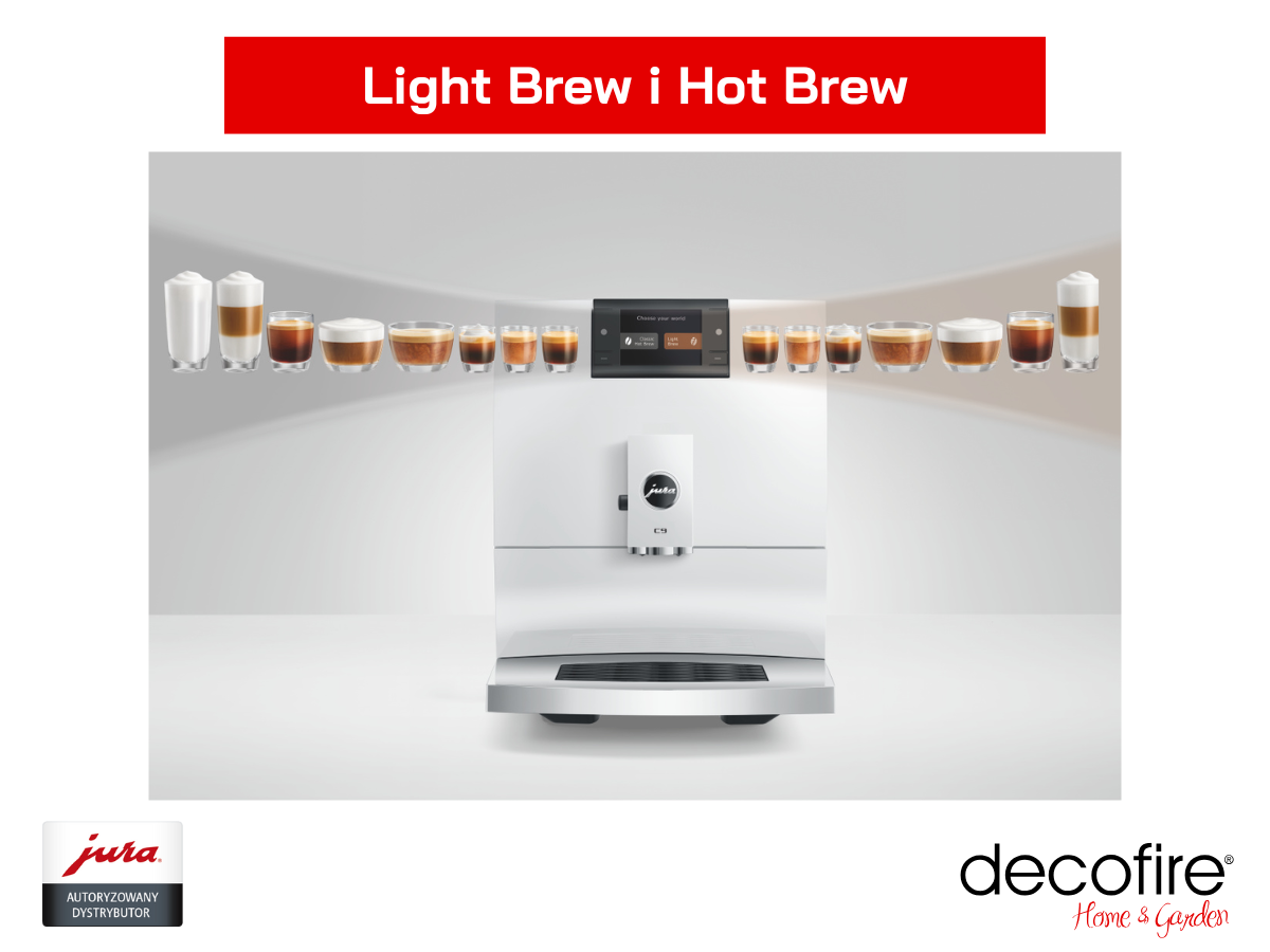 Kawy Light Brew i Hot Brew w ekspresie do kawy Jura C9 Piano White (EA)