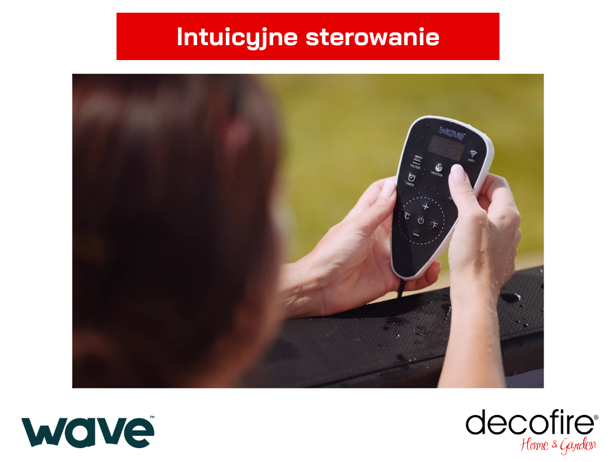 Jacuzzi ogrodowe Wave Como ośmiokątne węgiel czarny 6-osobowe – intuicyjne sterowanie