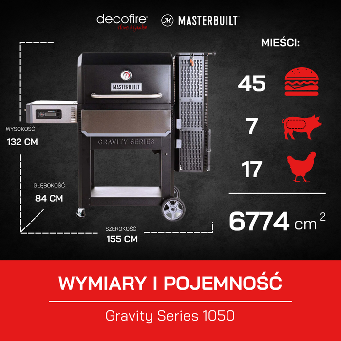 Gravity Series 1050 cyfrowy grill węglowy + wędzarnia Masterbuilt