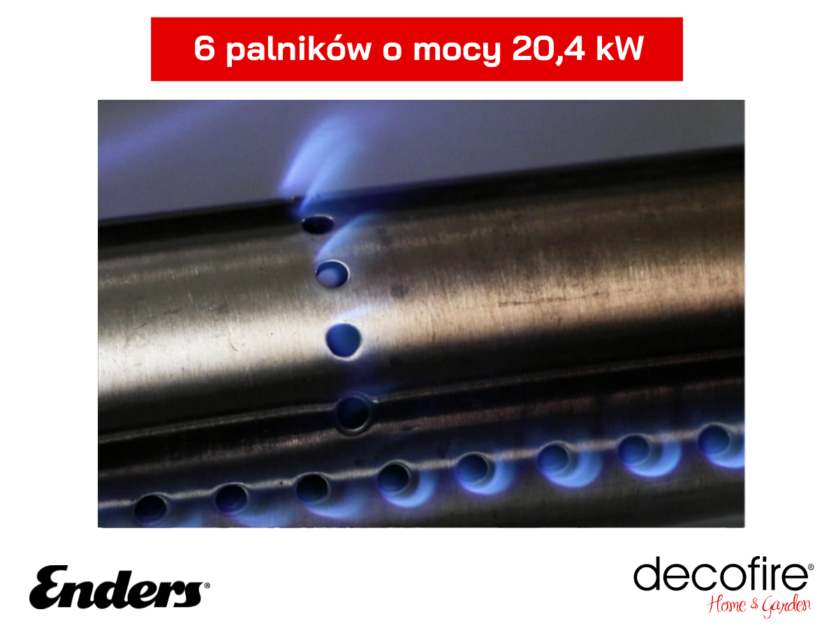 6 palników o mocy 20,4 kW
