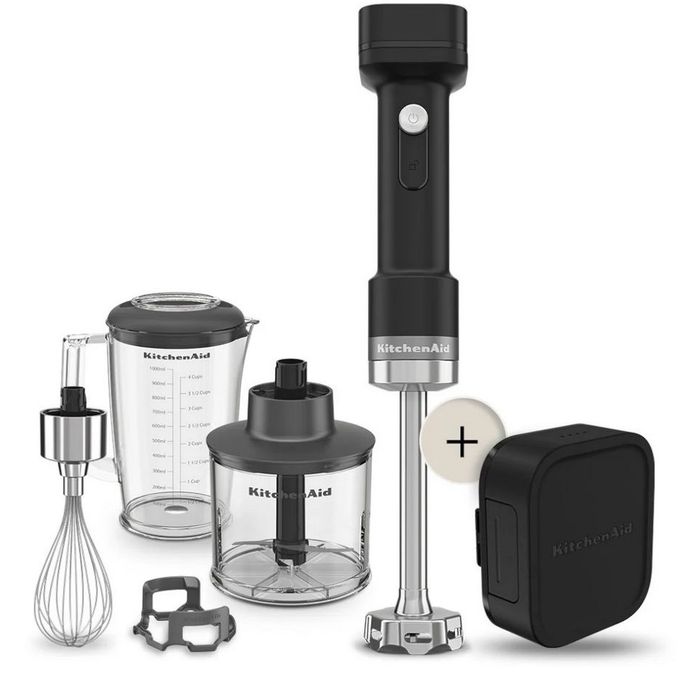 Blender ręczny z akcesoriami na akumulator KitchenAid Go + akumulator (5KHBRV75BM)