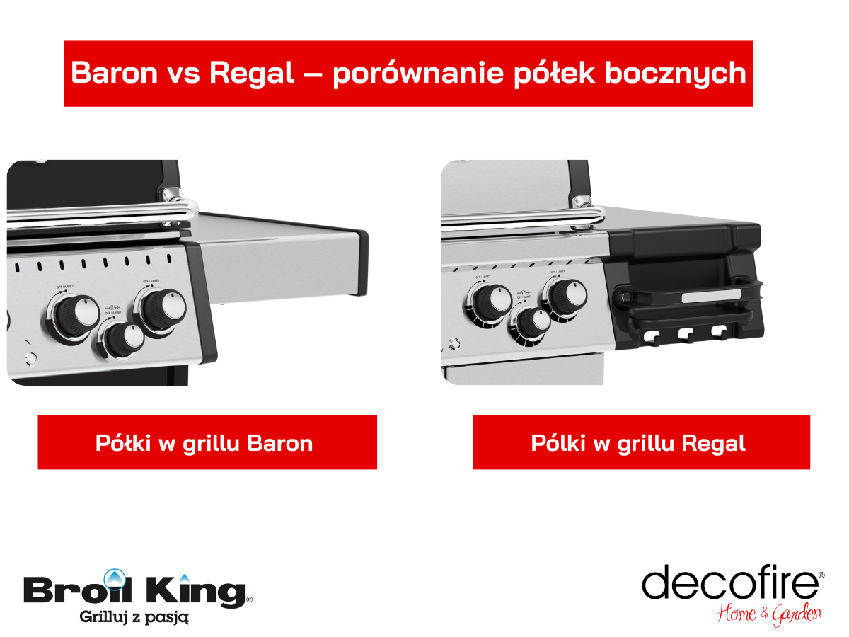 Broil King Baron vs Broil King Regal porównanie półek bocznych