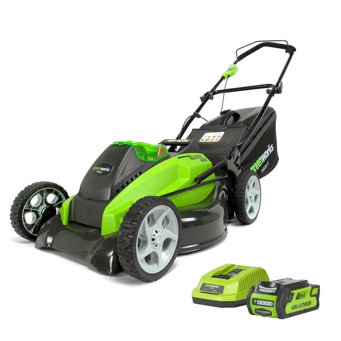 GreenWorks Akumulatorowa Kosiarka 45 cm G-MAX 4w1 40 V zestaw z 1 baterią 4 Ah i 1 ładowarką (2500107VB)