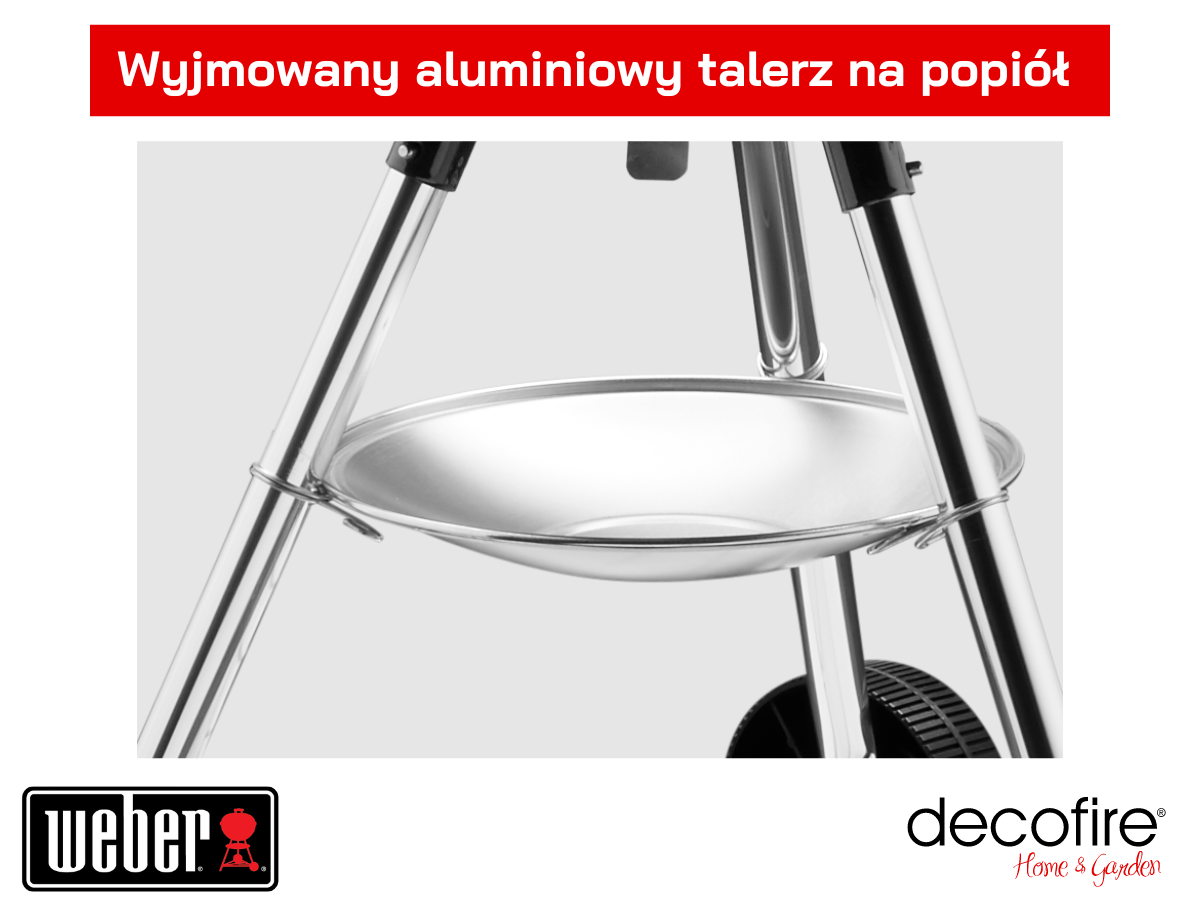 Wyjmowany aluminiowy talerz na popiół.