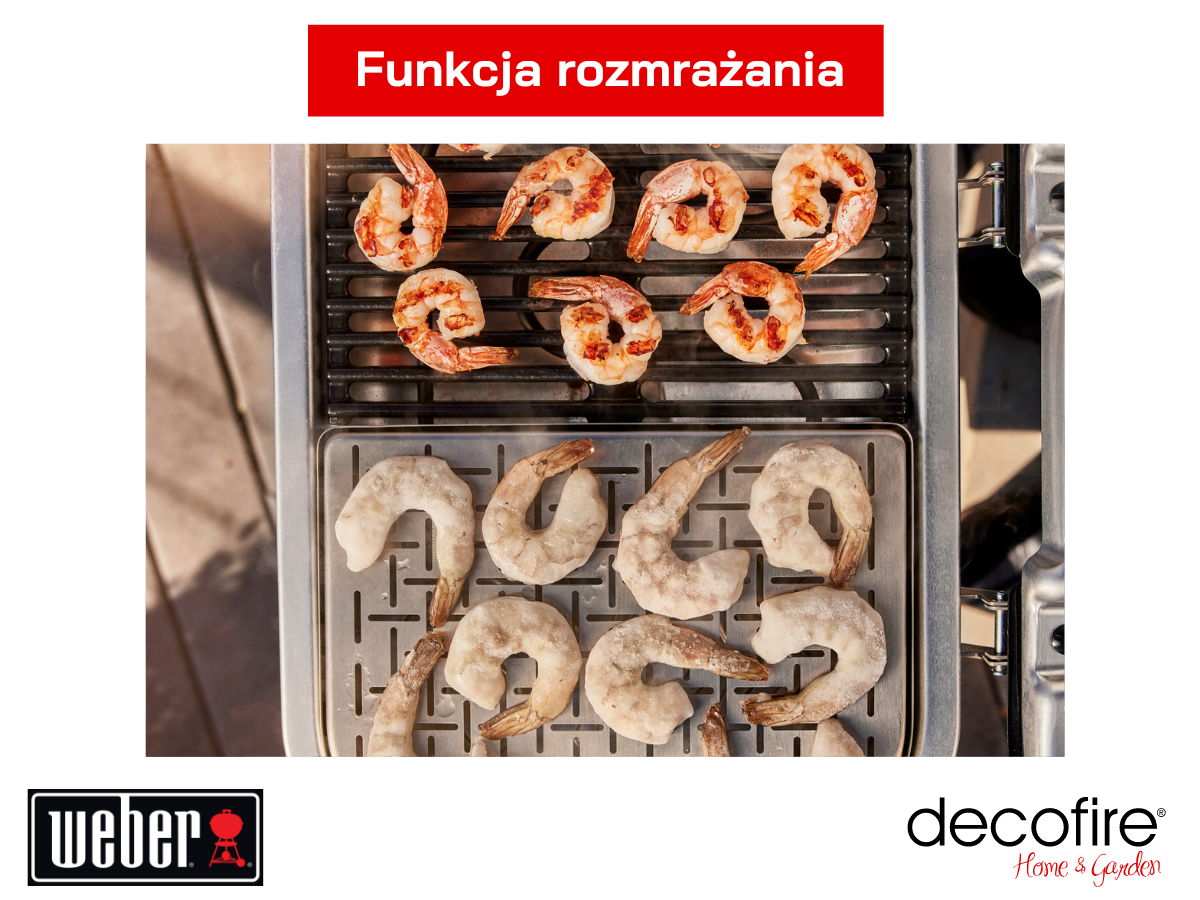 Rozmrażanie krewetek na girllu Weber Lumin