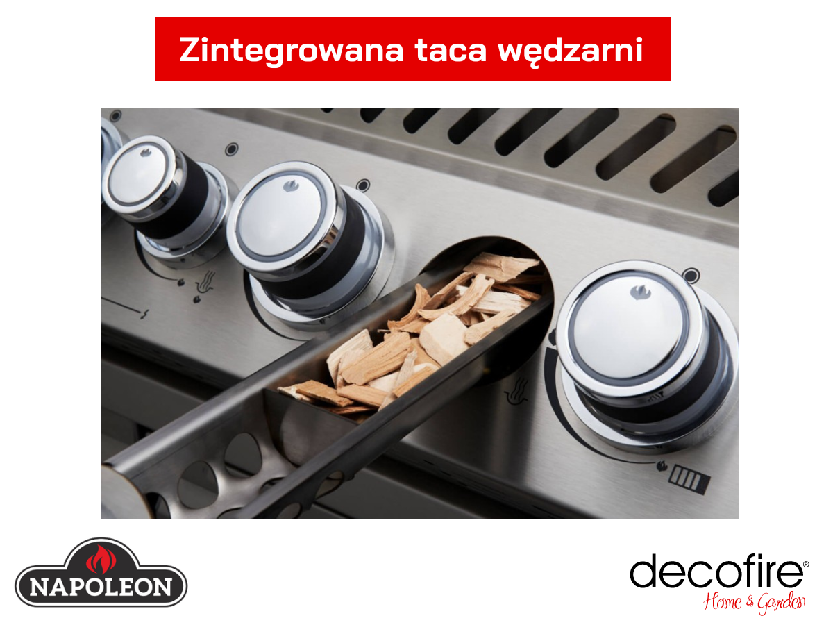 Grill gazowy Napoleon Prestige PRO zintegrowana taca wędzarnicza 