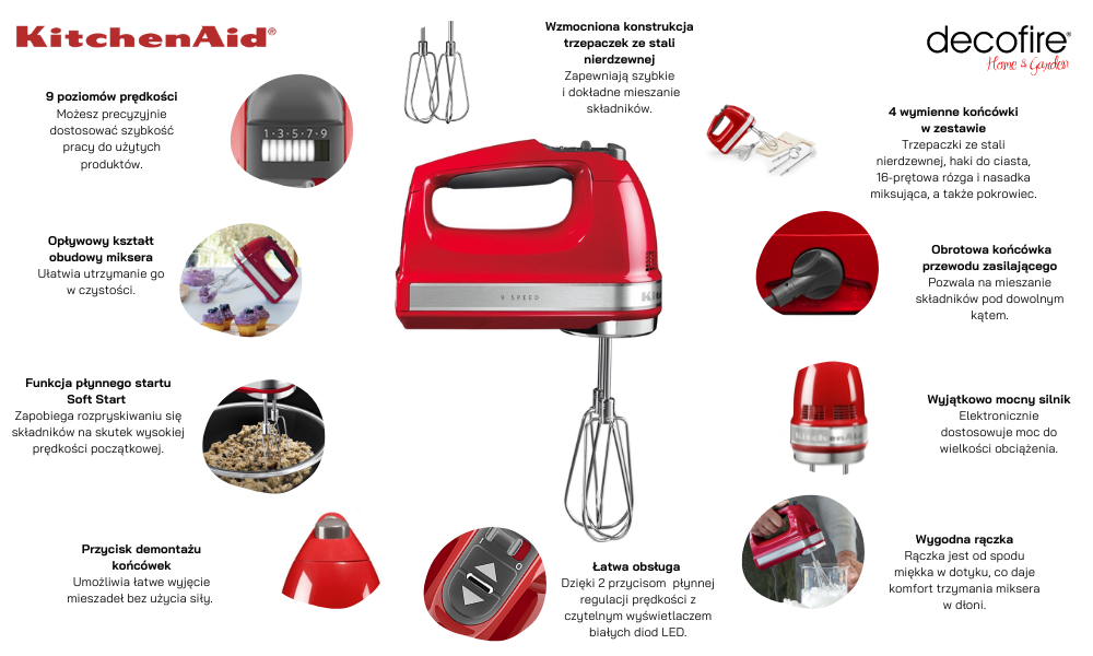 Mikser 9-biegowy ręczny Empire Red KitchenAid