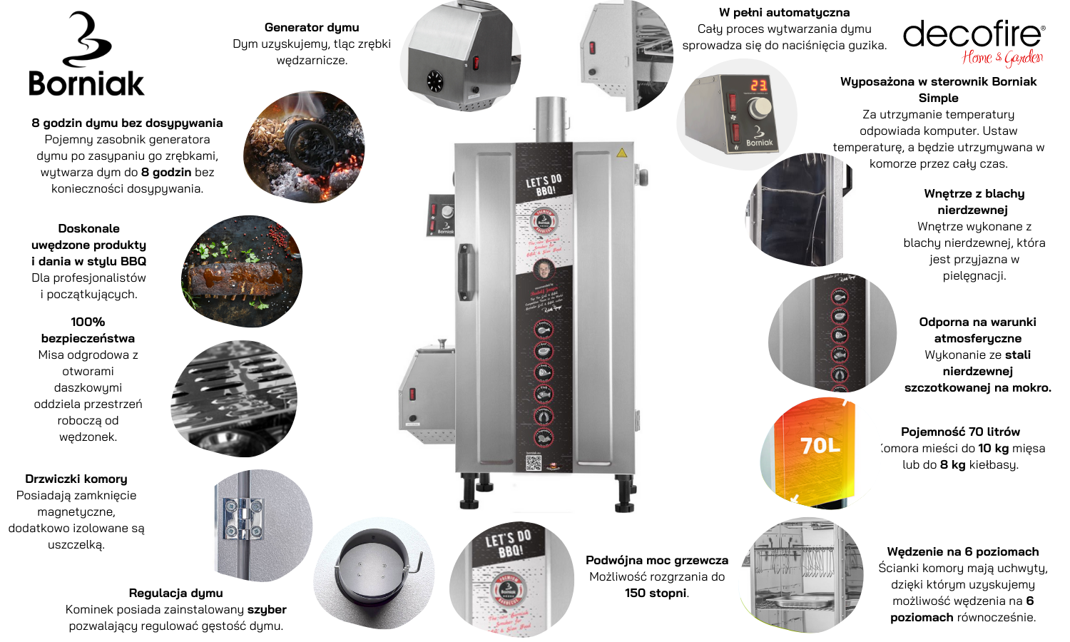 Smoker BBQ Cyfrowy Borniak BBDS-70 Simple INOX