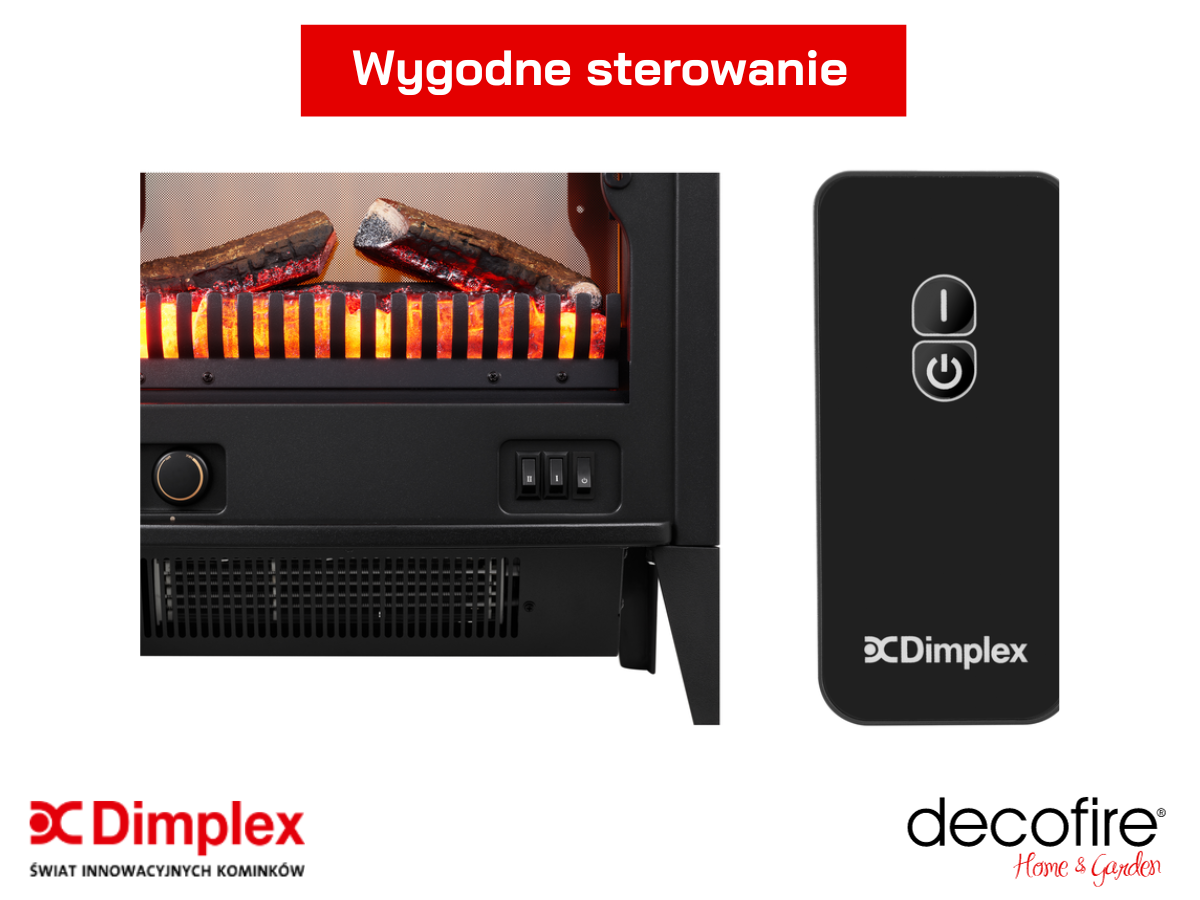 Dimplex kominek elektryczny wolnostojący Lucia – wygodne sterowanie
