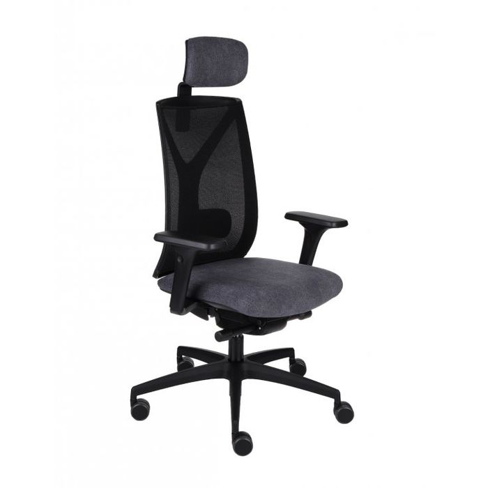 Fotel biurowy Grospol Valio BS HD black chrome tkanina Strong - 8 kolorów