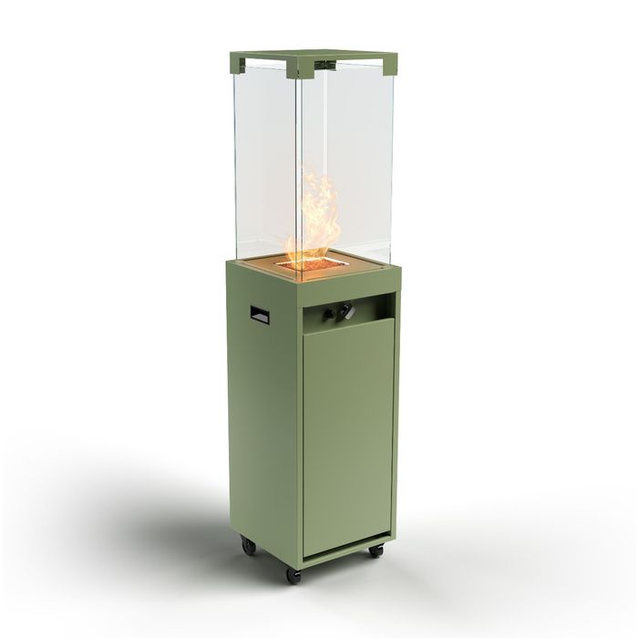 Kominek gazowy wolnostojący Faro Pale Green Planika + pokrowiec 
