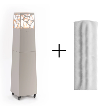 Kominek gazowy wolnostojący Pyramid Grey Planika + pokrowiec