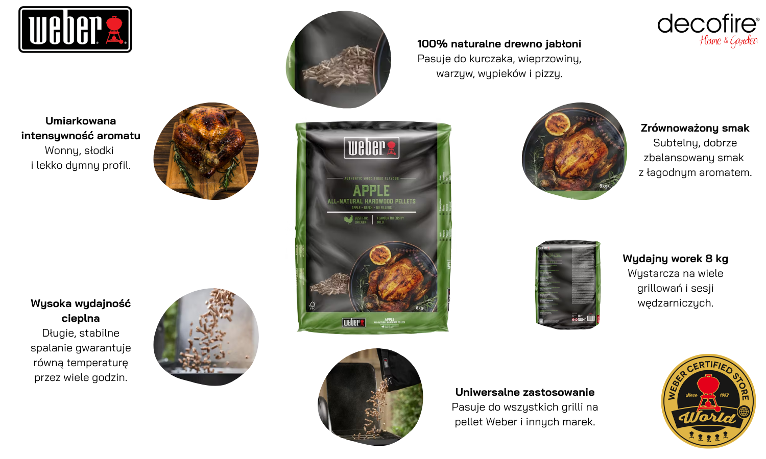Pellet z naturalnego drewna jabłoni 8 kg Weber