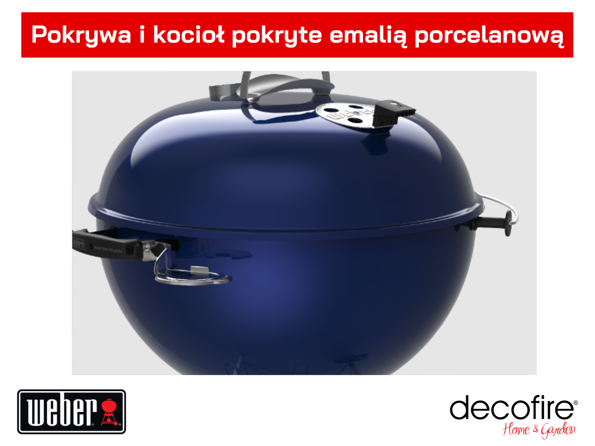 Kocioł i pokrywa pokryte emalią porcelanową.