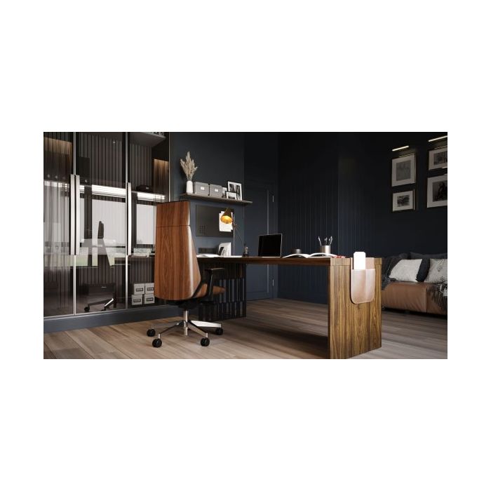Grospol Fotel biurowy Moon Wood HD AL1 chrome tkanina Seattle - 10 kolorów