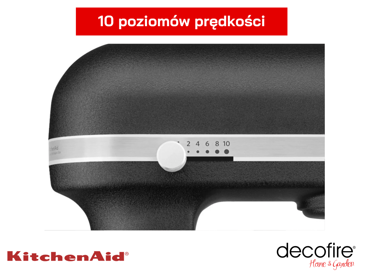 Mikser Artisan 7 Cast Iron Black posiada aż 10 poziomów prędkości