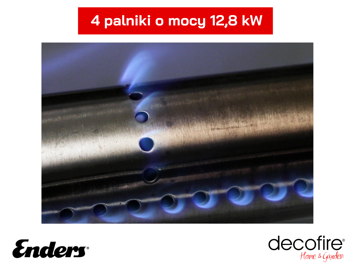 4 palniki o mocy 12,8 kW