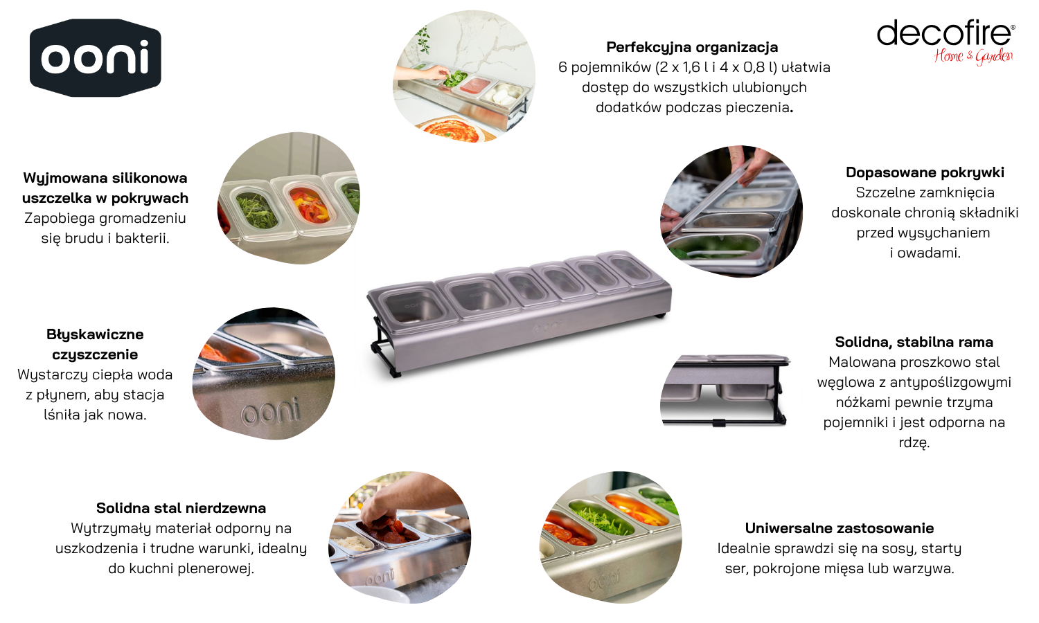 Stacja na dodatki do pizzy Ooni cechy