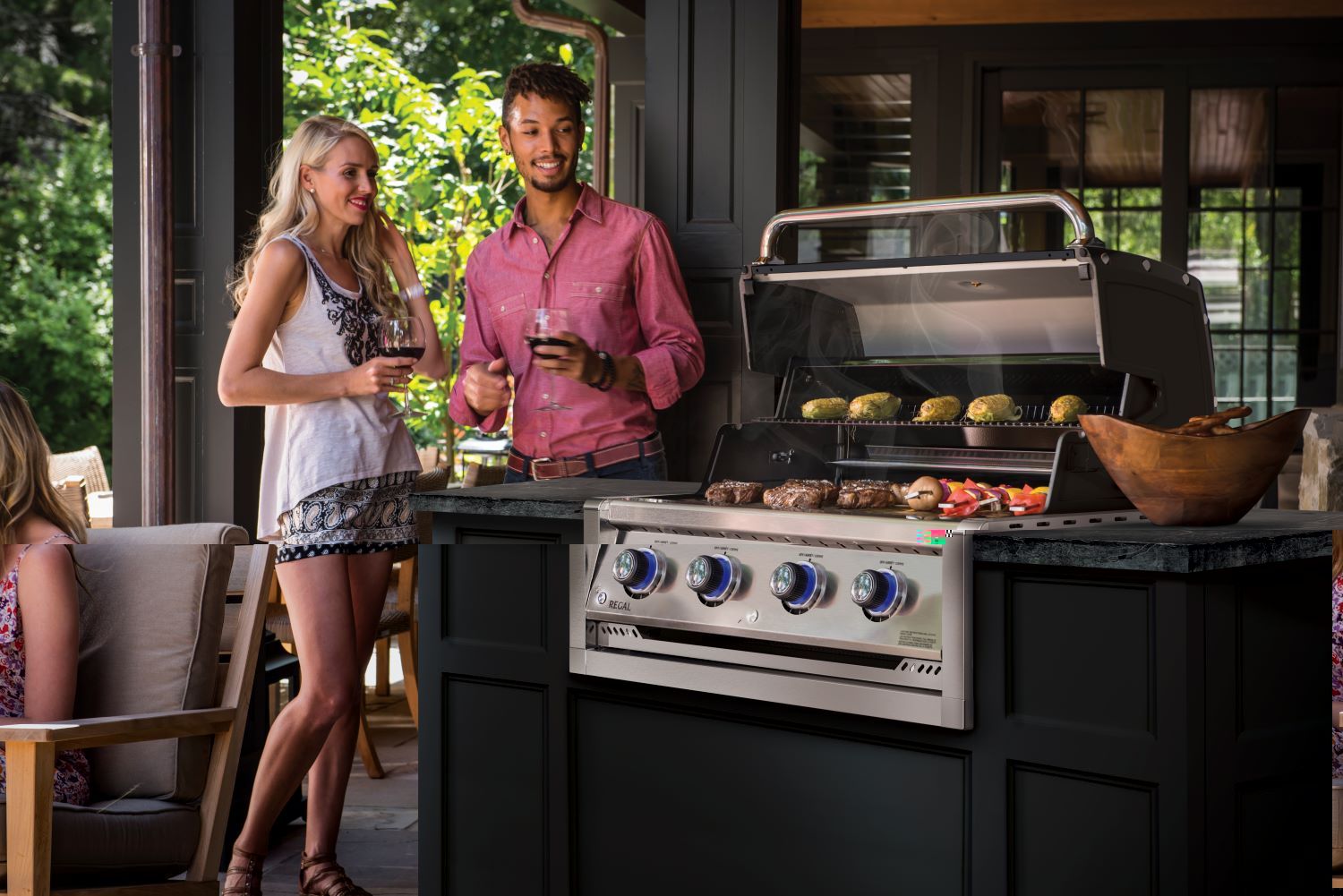 Grill do zabudowy Broil King w ogrodzie