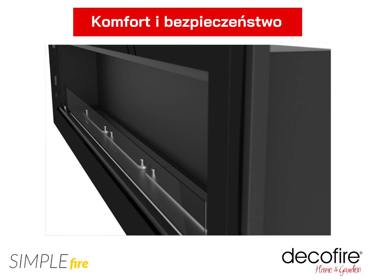 Palnik z systemem bezpieczeństwa w biokominku Simple Fire FRAME 1800