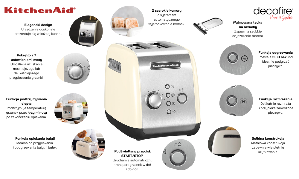Toster 2 Almond Cream KitchenAid