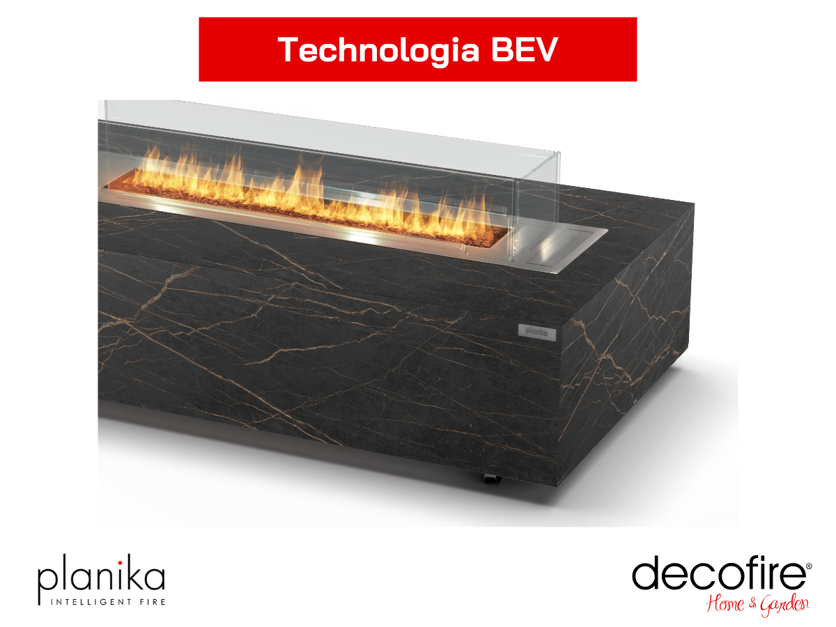 Biokominek Cabo Table Laurent Planika – technologia BEV