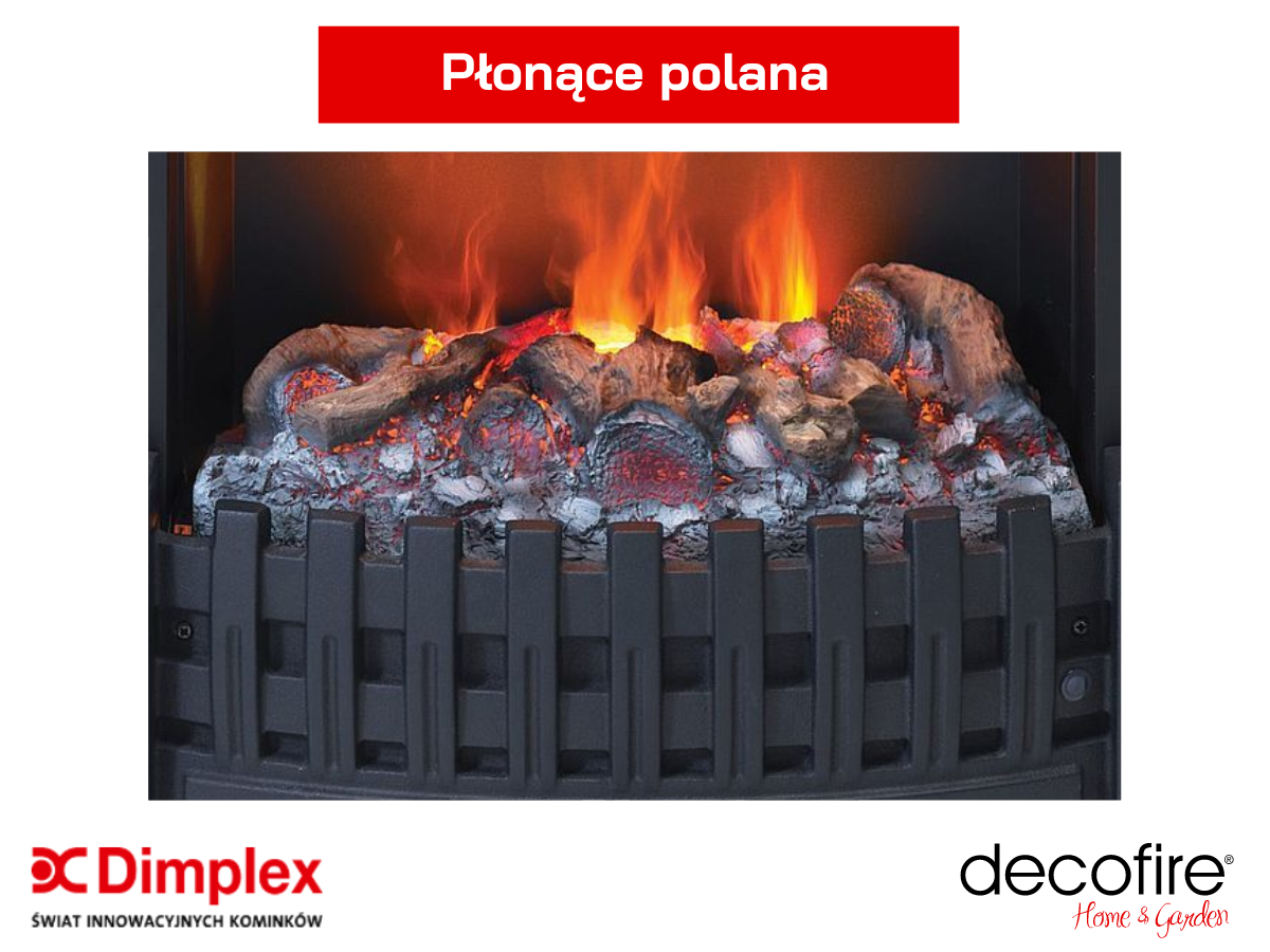 Dimplex kominek elektryczny 3D Danville czarny Opti-myst – płonące polana