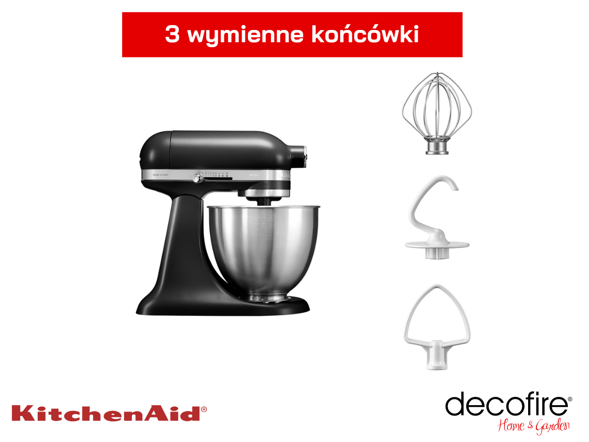 Mikser Mini Matte Black 3,3 l KitchenAid z 3 wymiennymi końcówkami w zestawie
