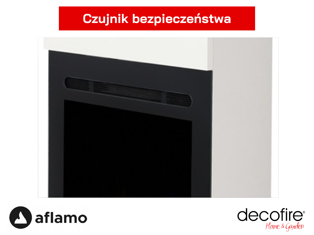 Czujnik bezpieczeństwa w kominku elektrycznym Aflamo Slim