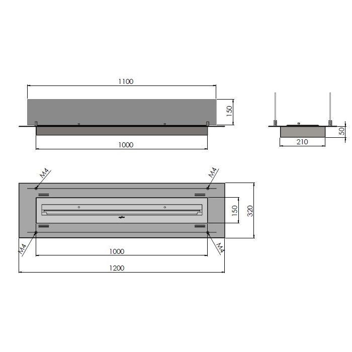 Biokominek do zabudowy Infire INSERT 1200 INOX