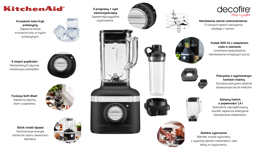 Blender K400 1,4 l z bidonem Cast Iron Black KitchenAid (5KSB4034EBK)