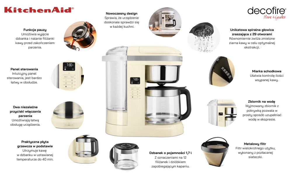 Ekspres przelewowy Drip Spiral Almond Cream KitchenAid 
