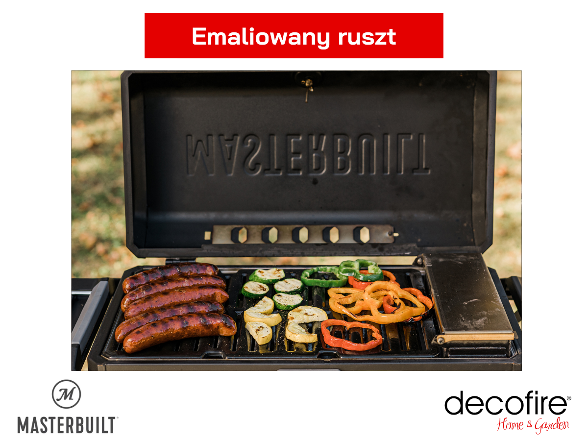 Przenośny grill węglowy i wędzarnia z wózkiem Portable Masterbuilt – emaliowany ruszt