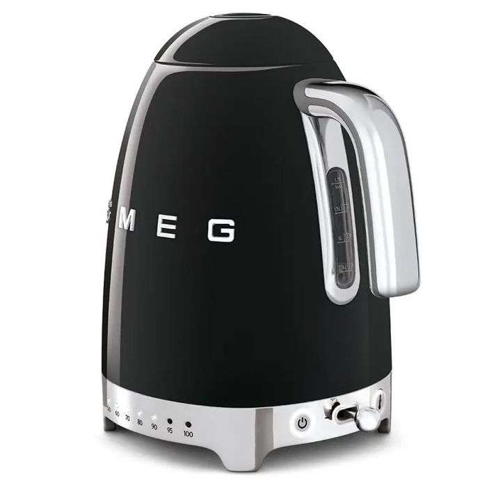 Czajnik z regulacją temperatury 1,7L  50's style Czarny Smeg (KLF04BLEU)