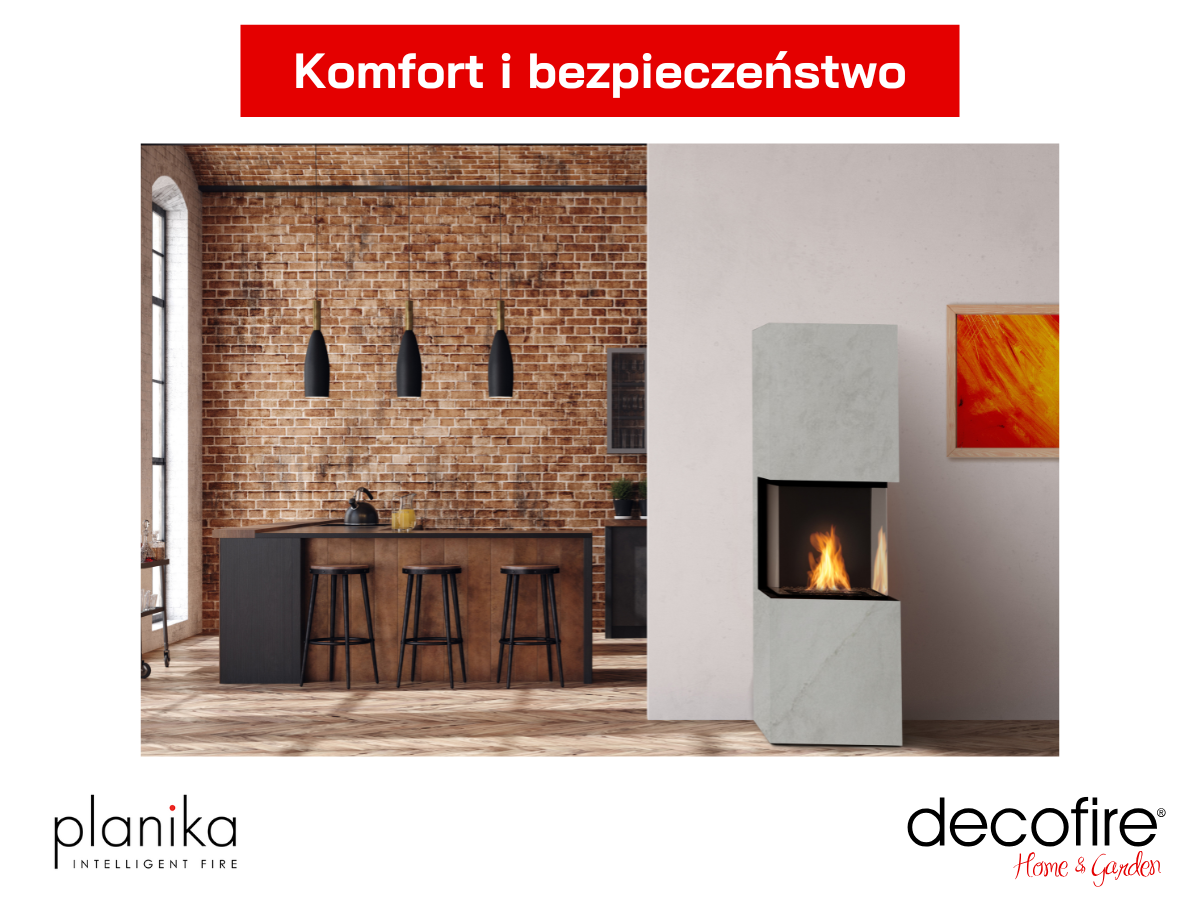 Kominek automatyczny Rock Kreta Planika w pomieszczeniu