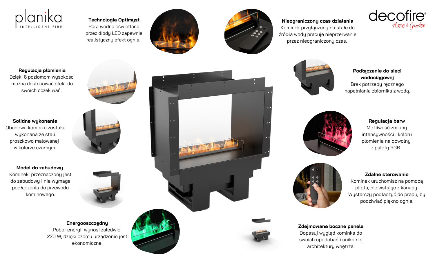 Kominek elektryczny Cool Flame 500 Pro See-Through Fireplace funkcje