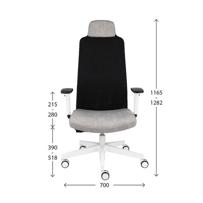 Grospol Fotel biurowy Mike W white tkanina Medley - 12 kolorów