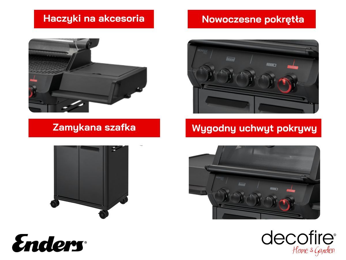 Dodatkowe udogodnienia w grillu gazowym Enders Monroe II PRO 3 SIKR Turbo Shadow (836433)